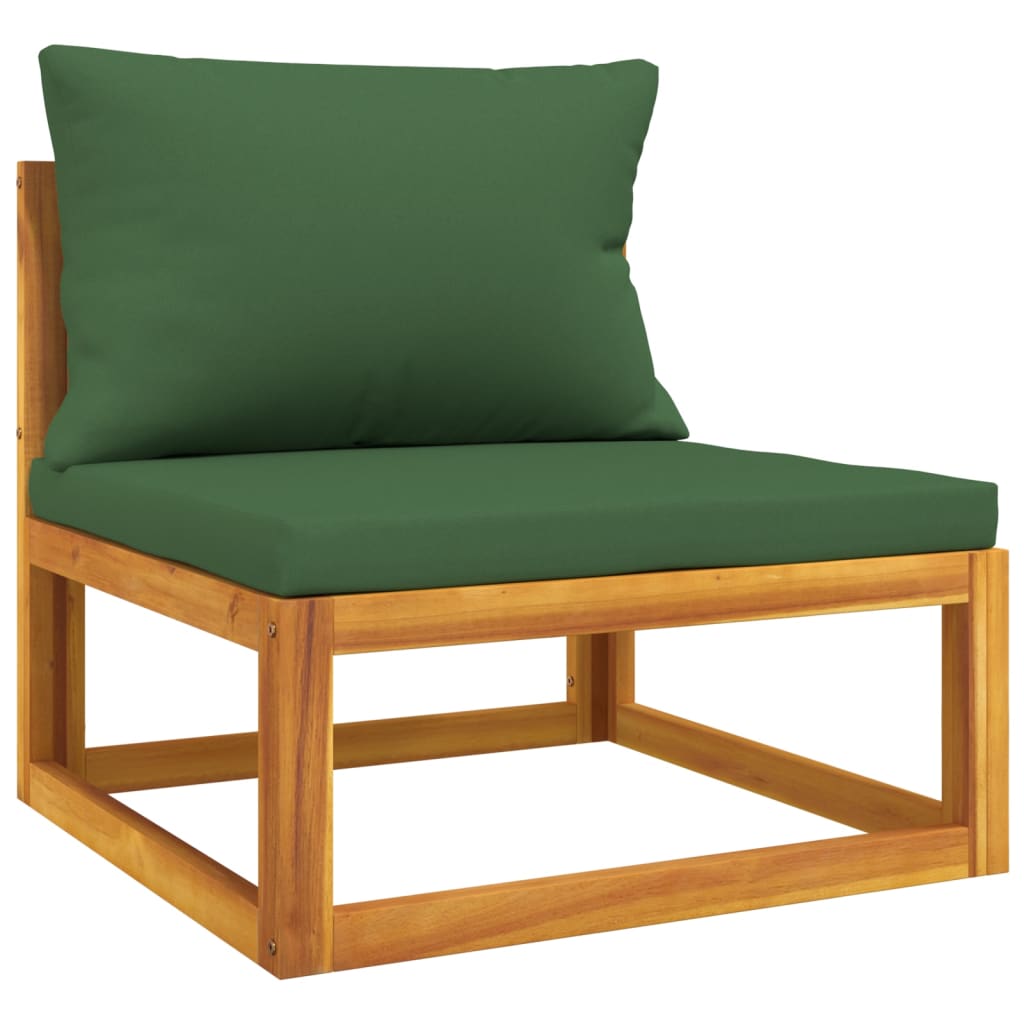 vidaXL 7 Piece Patio Lounge Set with Green Cushions Solid Wood - Shellcreations