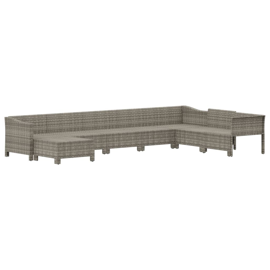 vidaXL 8 Piece Patio Lounge Set with Cushions Gray Poly Rattan - Shellcreations