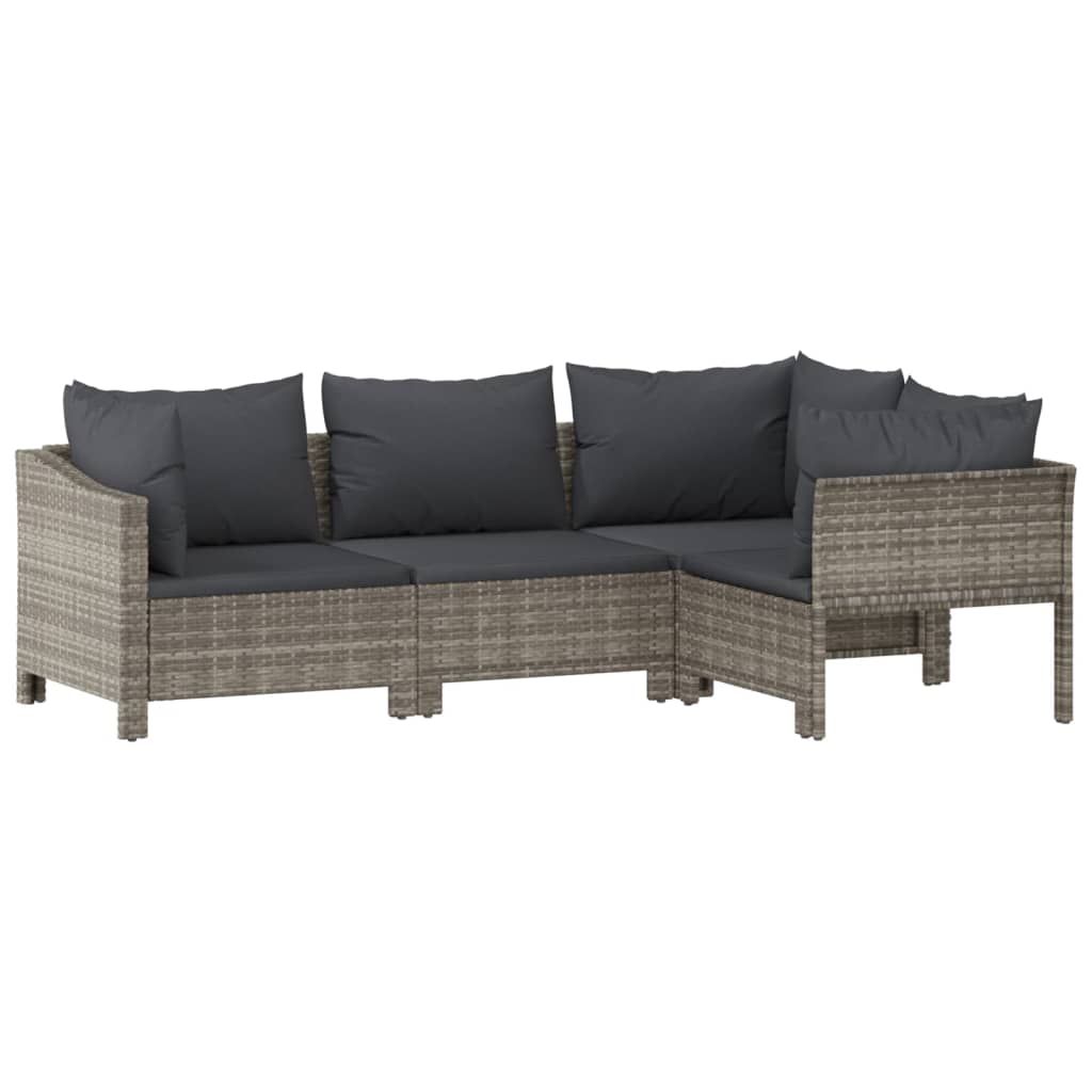 vidaXL 8 Piece Patio Lounge Set with Cushions Gray Poly Rattan - Shellcreations