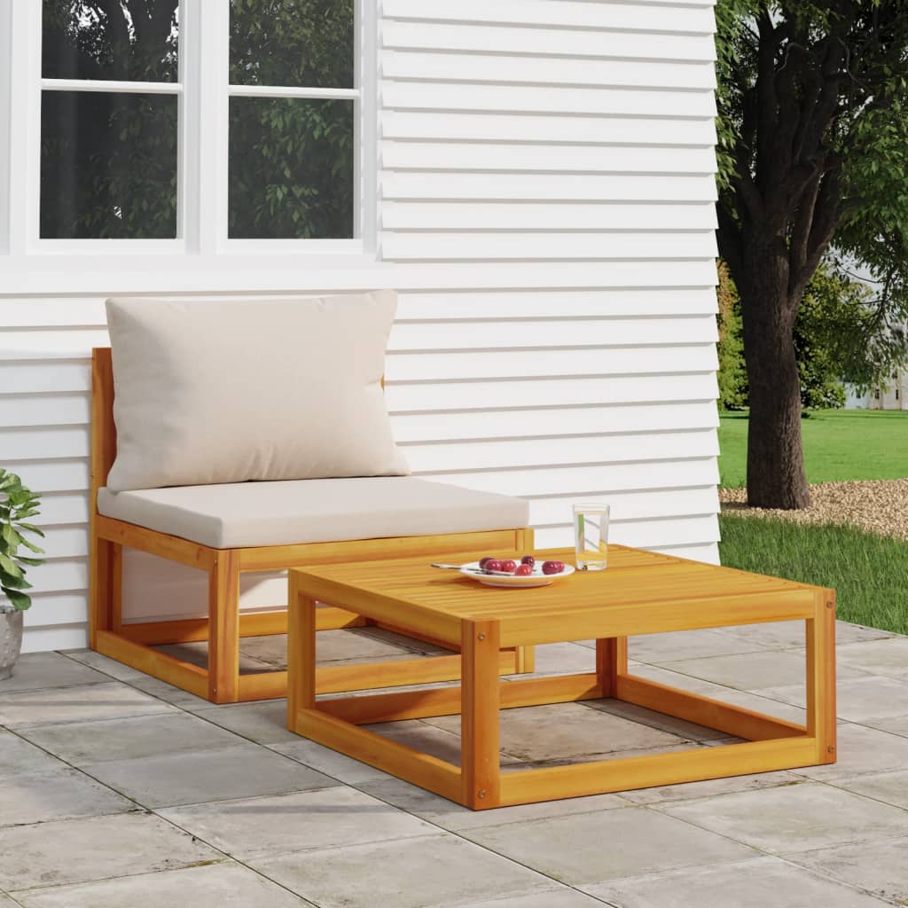 vidaXL Coffee Table 26.8"x26.8"x11.4" Solid Acacia Wood - Shellcreations