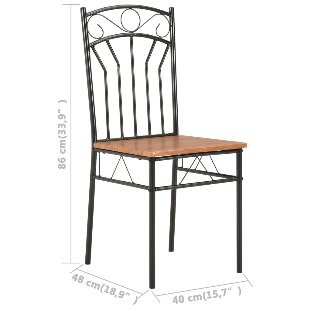 vidaXL Dining Chairs Wood Top Metal Frame Seating for Dining Room Brown MDF - Shellcreations
