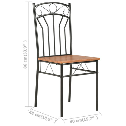 vidaXL Dining Chairs Wood Top Metal Frame Seating for Dining Room Brown MDF - Shellcreations