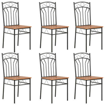 vidaXL Dining Chairs Wood Top Metal Frame Seating for Dining Room Brown MDF - Shellcreations