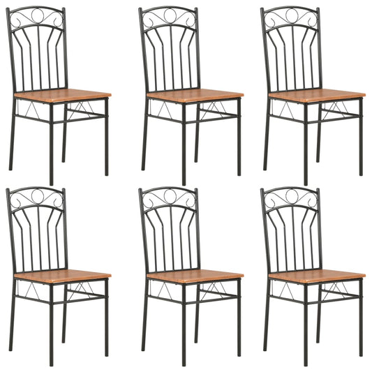 vidaXL Dining Chairs Wood Top Metal Frame Seating for Dining Room Brown MDF - Shellcreations