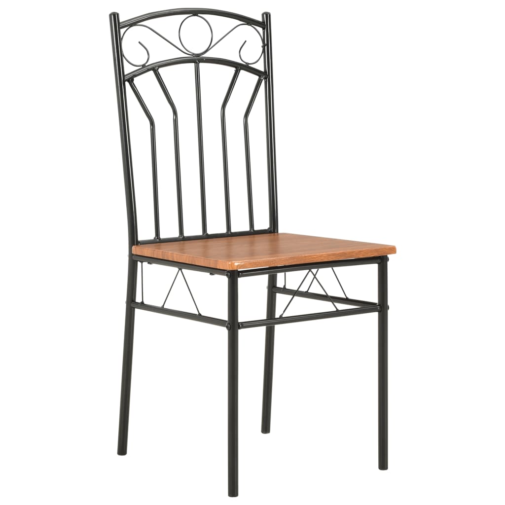vidaXL Dining Chairs Wood Top Metal Frame Seating for Dining Room Brown MDF - Shellcreations