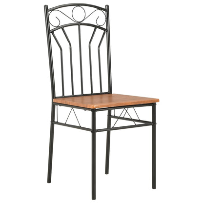 vidaXL Dining Chairs Wood Top Metal Frame Seating for Dining Room Brown MDF - Shellcreations