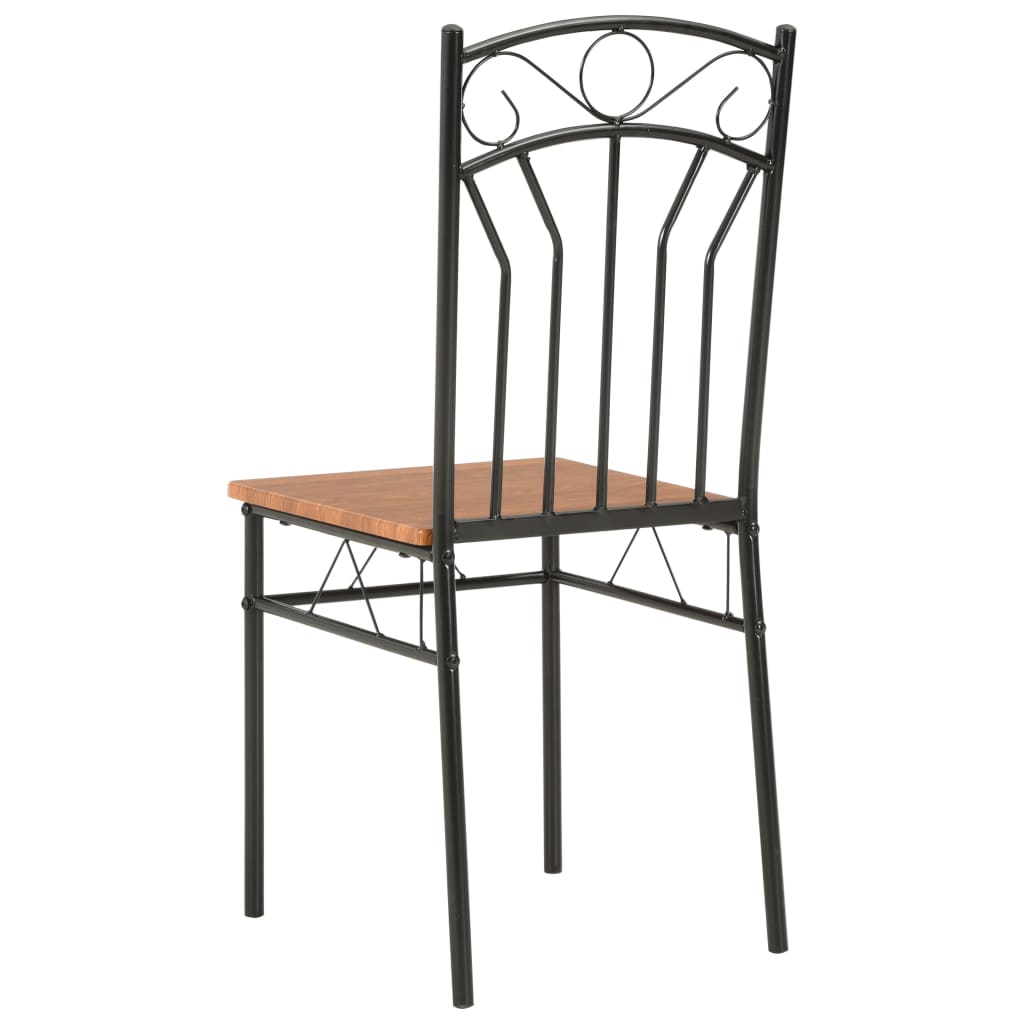 vidaXL Dining Chairs Wood Top Metal Frame Seating for Dining Room Brown MDF - Shellcreations