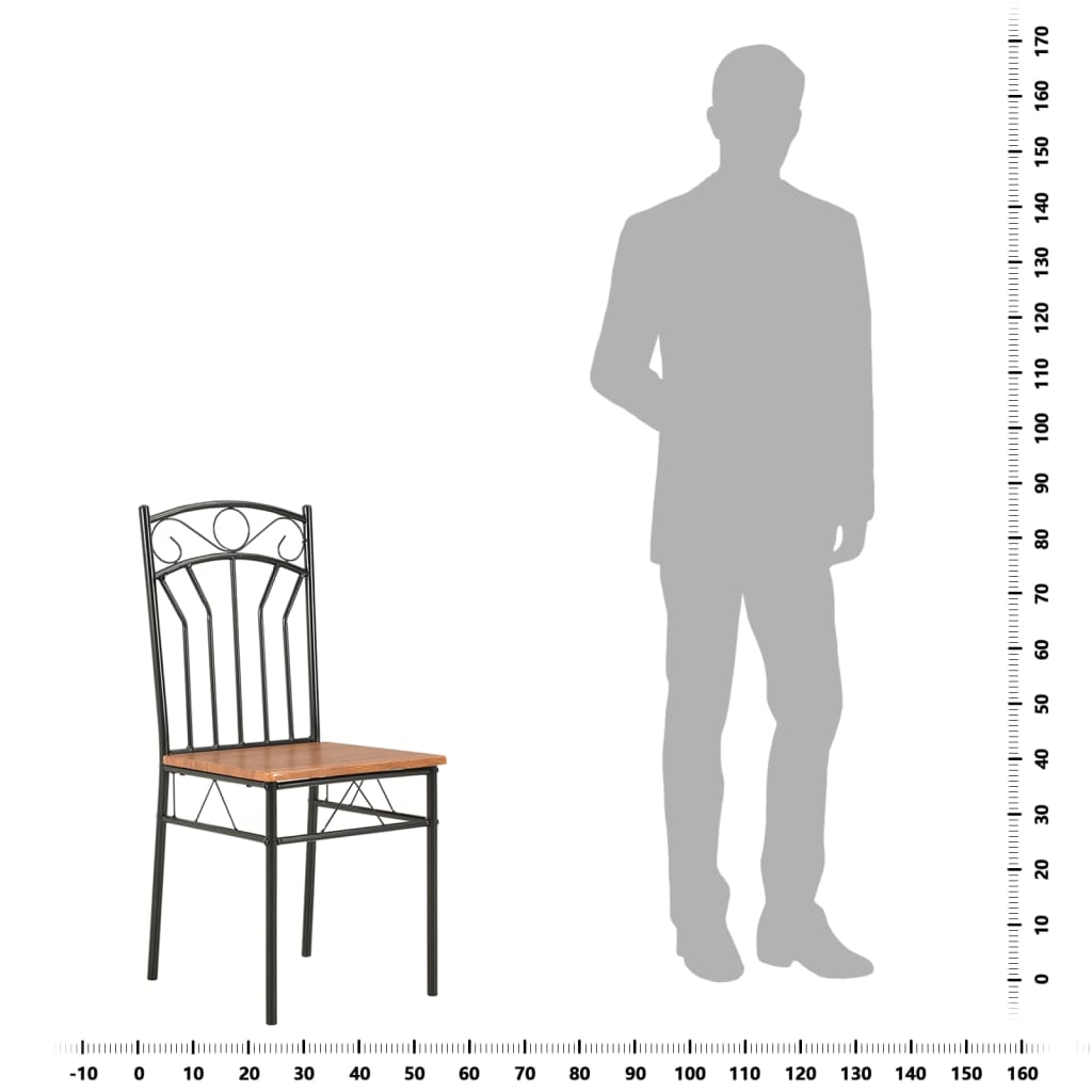 vidaXL Dining Chairs Wood Top Metal Frame Seating for Dining Room Brown MDF - Shellcreations