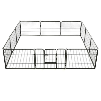 vidaXL Dog Playpen 12 Panels Steel 31.5"x23.6" Black - Shellcreations
