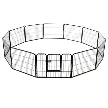vidaXL Dog Playpen 12 Panels Steel 31.5"x23.6" Black - Shellcreations