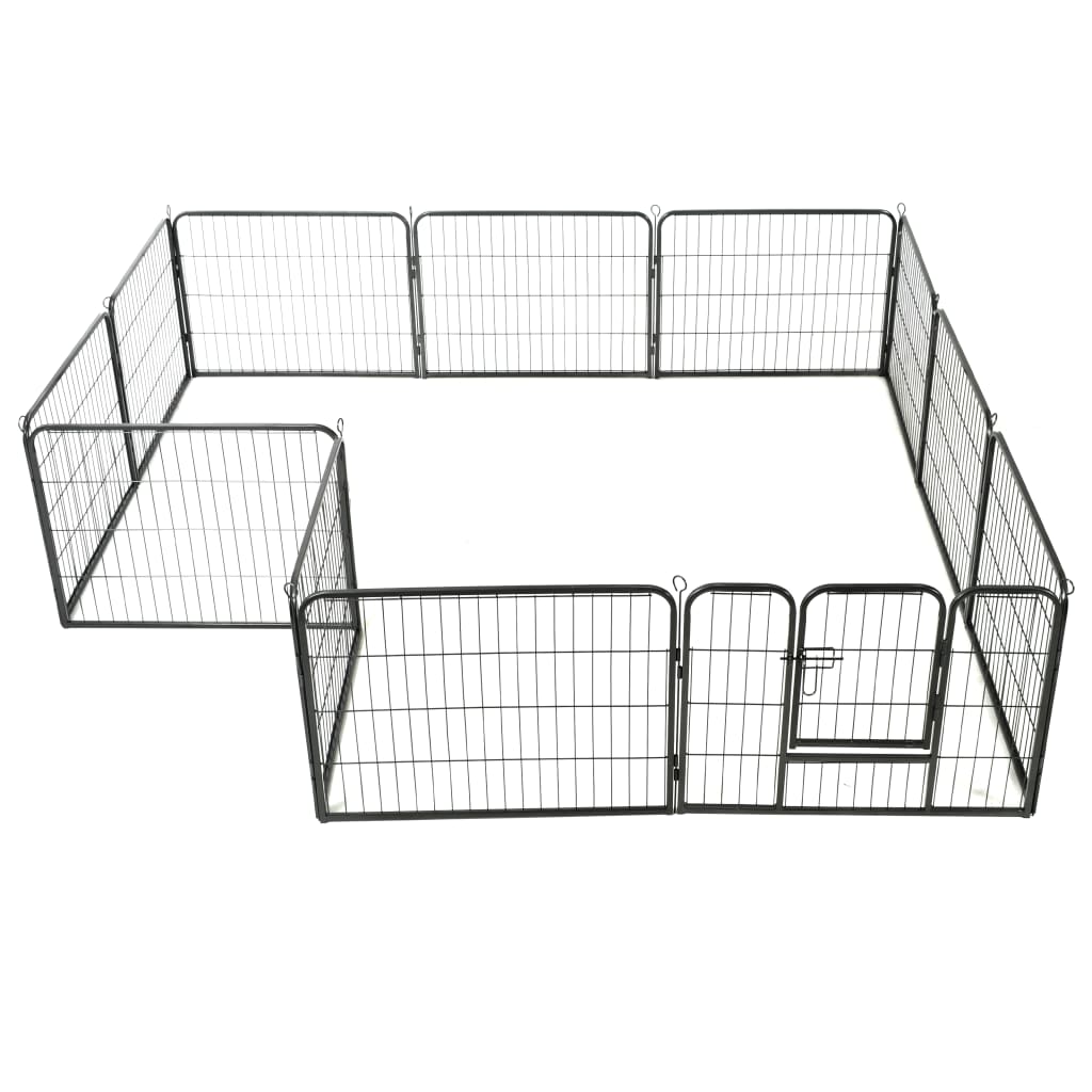 vidaXL Dog Playpen 12 Panels Steel 31.5"x23.6" Black - Shellcreations