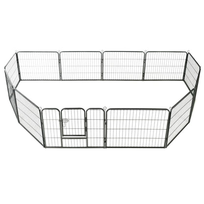 vidaXL Dog Playpen 12 Panels Steel 31.5"x23.6" Black - Shellcreations