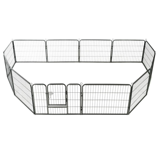 vidaXL Dog Playpen 12 Panels Steel 31.5"x23.6" Black - Shellcreations