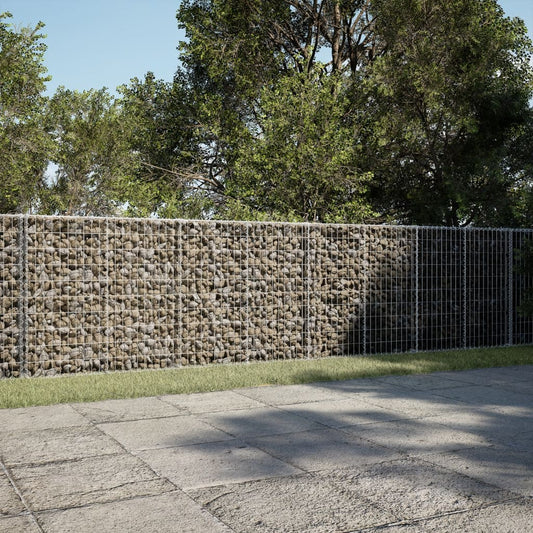 vidaXL Gabion Basket with Cover Stone Cage Retaining Wall Galvanized Iron - Shellcreations