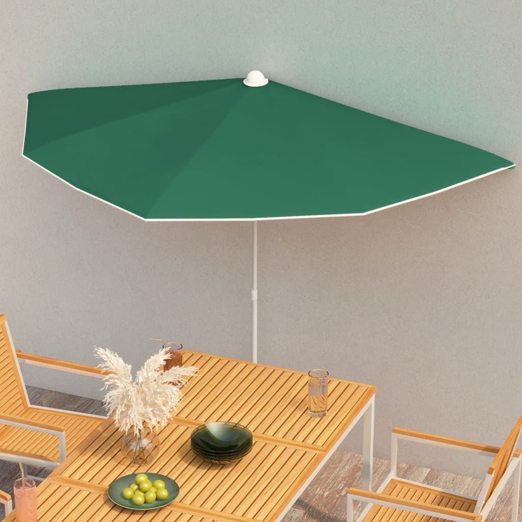vidaXL Garden Half Parasol with Pole Outdoor Umbrella Sunshade Multi Colors - Shellcreations