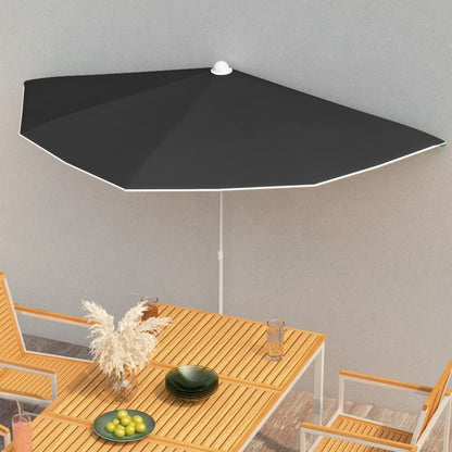 vidaXL Garden Half Parasol with Pole Outdoor Umbrella Sunshade Multi Colors - Shellcreations