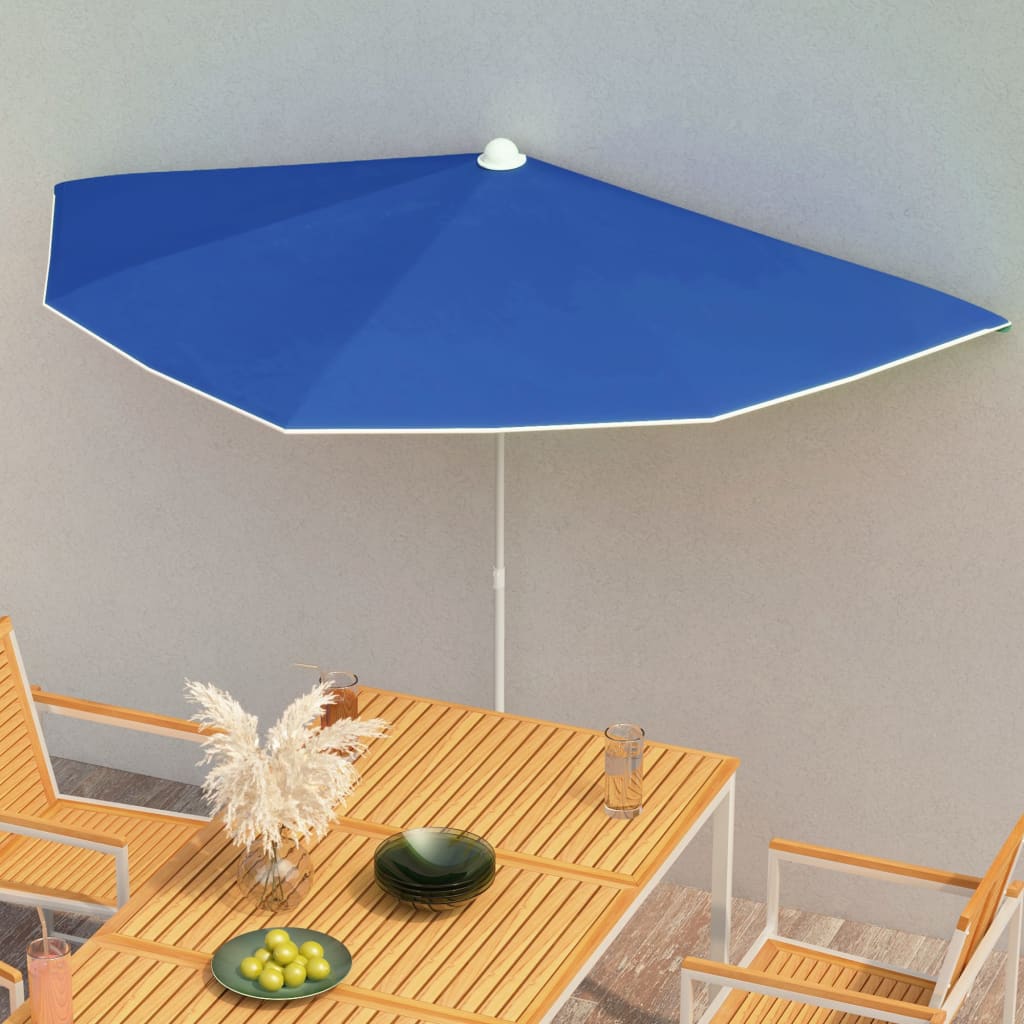 vidaXL Garden Half Parasol with Pole Outdoor Umbrella Sunshade Multi Colors - Shellcreations