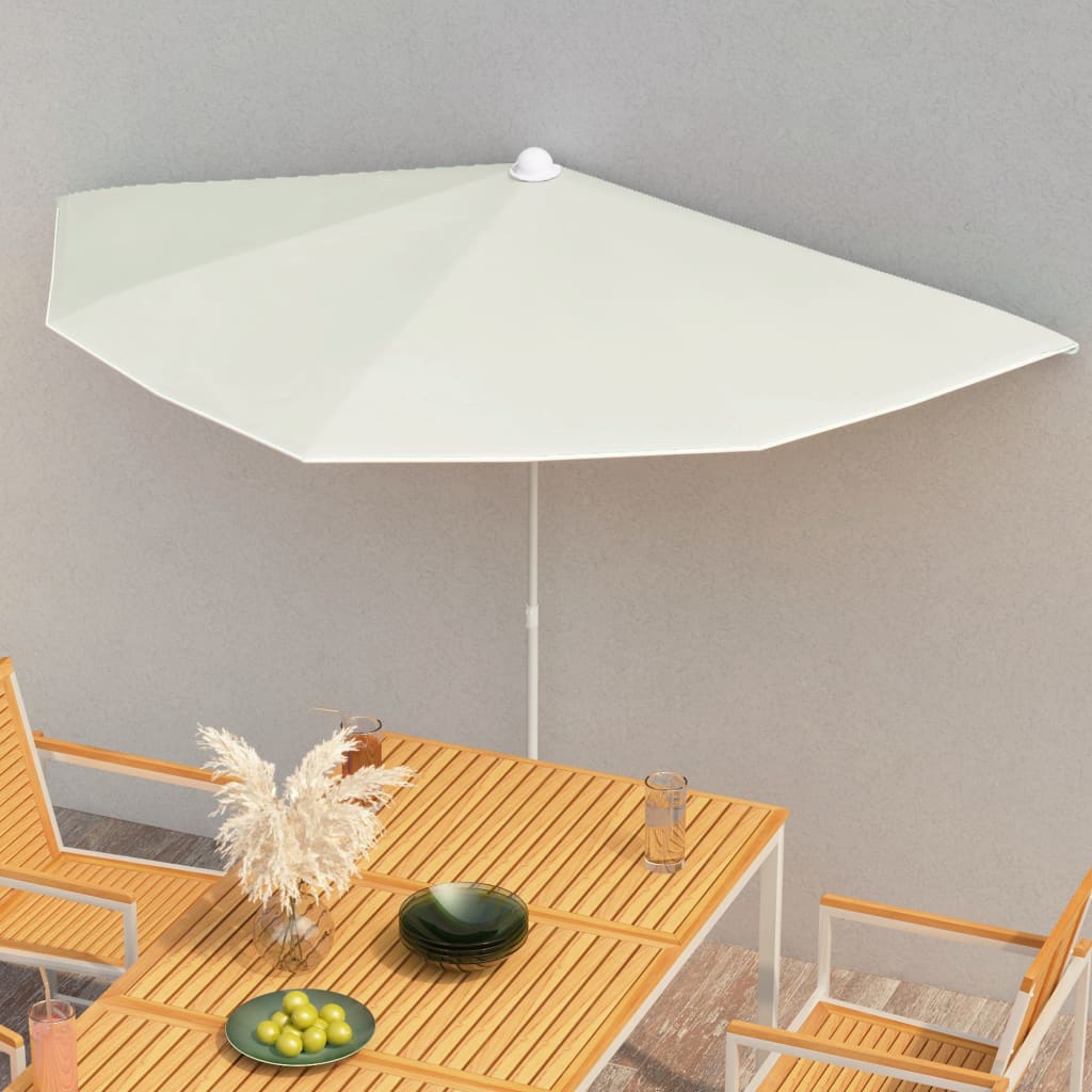 vidaXL Garden Half Parasol with Pole Outdoor Umbrella Sunshade Multi Colors - Shellcreations