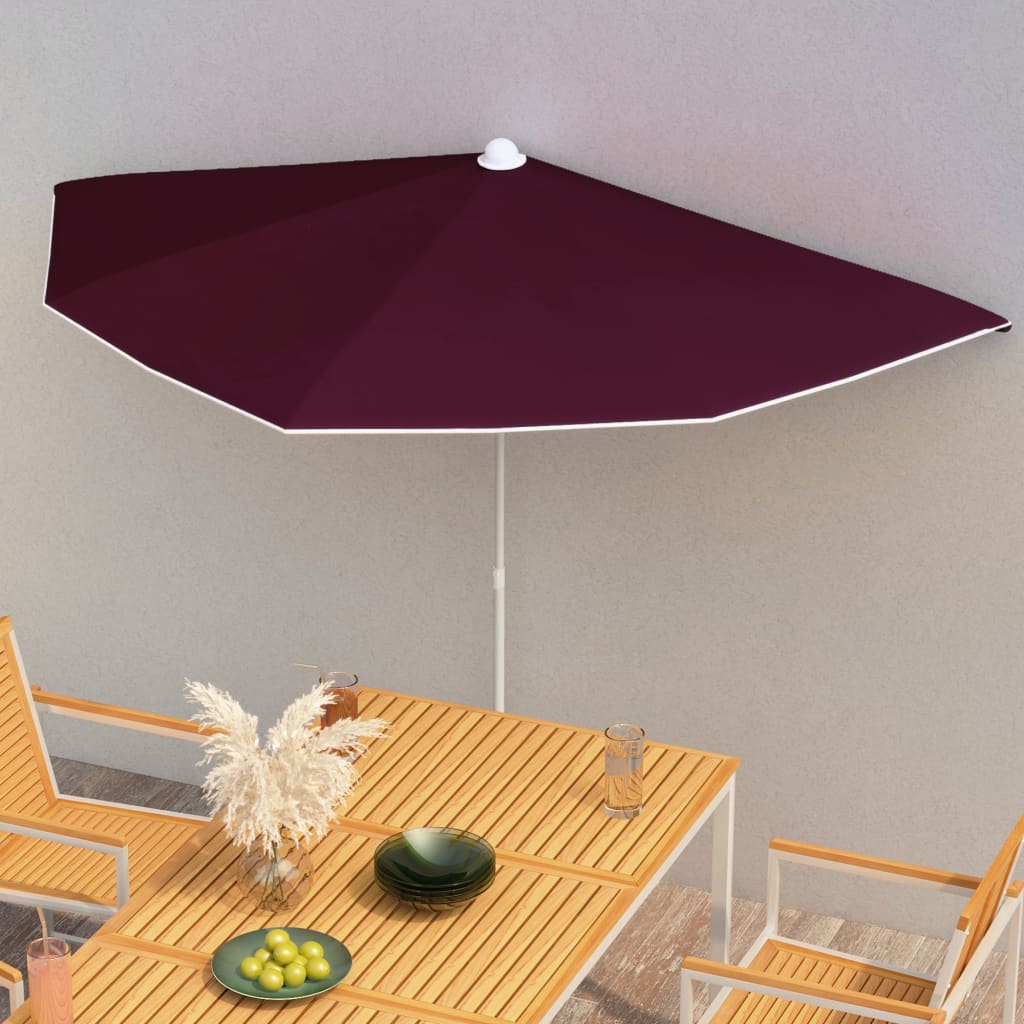 vidaXL Garden Half Parasol with Pole Outdoor Umbrella Sunshade Multi Colors - Shellcreations