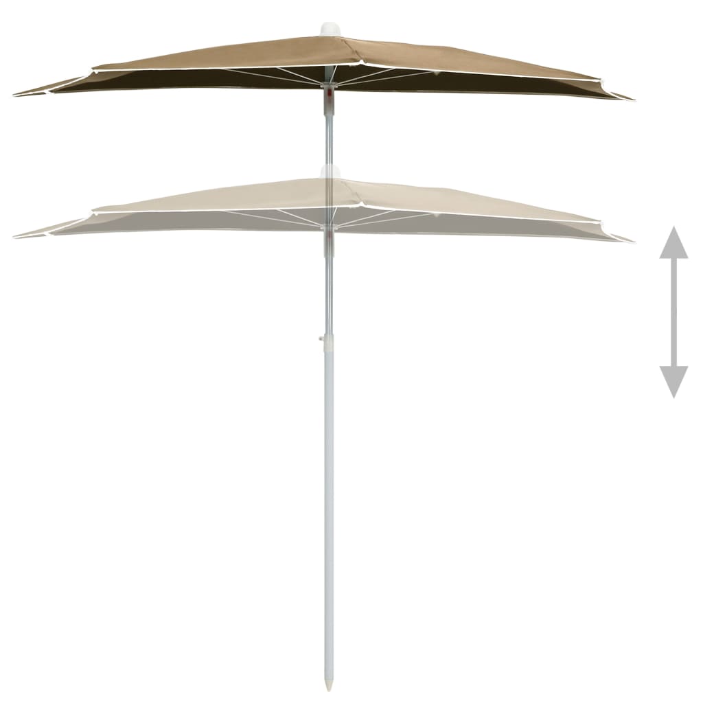 vidaXL Garden Half Parasol with Pole Outdoor Umbrella Sunshade Multi Colors - Shellcreations