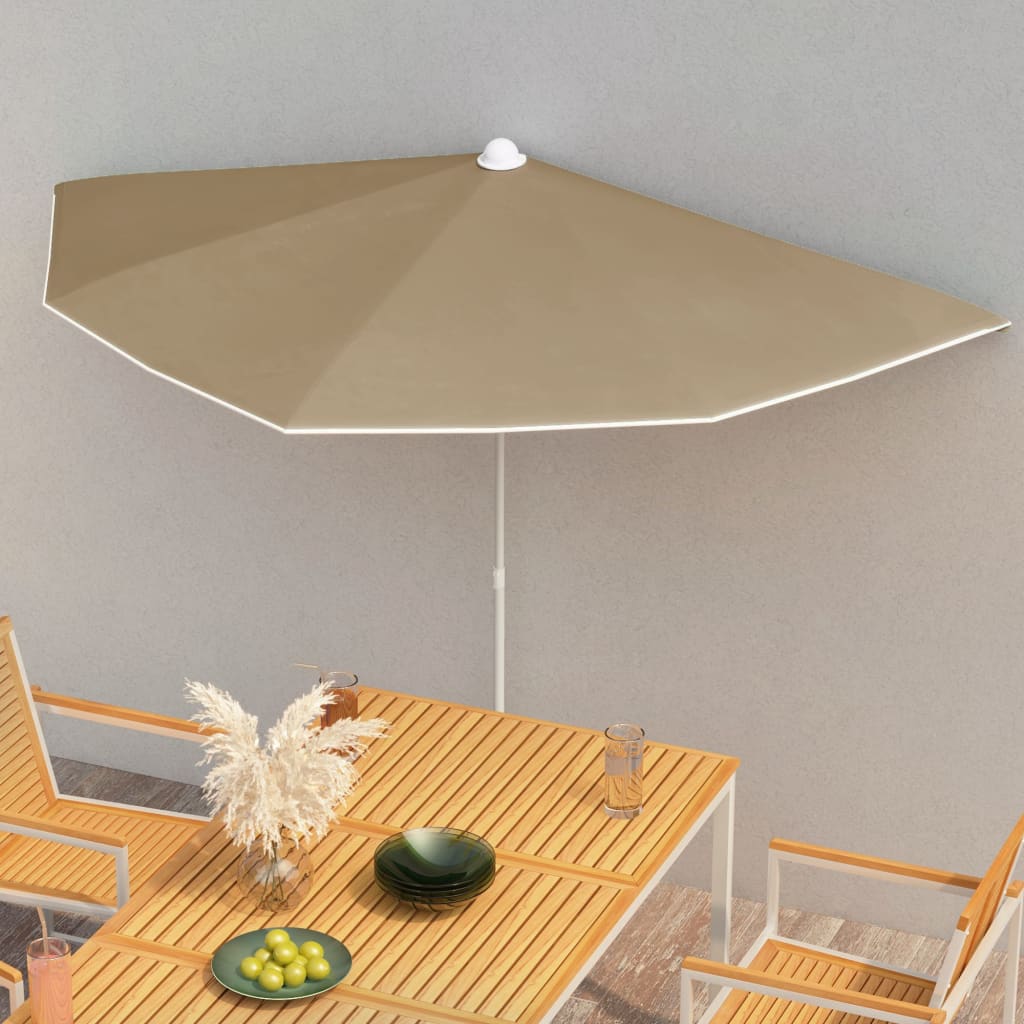 vidaXL Garden Half Parasol with Pole Outdoor Umbrella Sunshade Multi Colors - Shellcreations