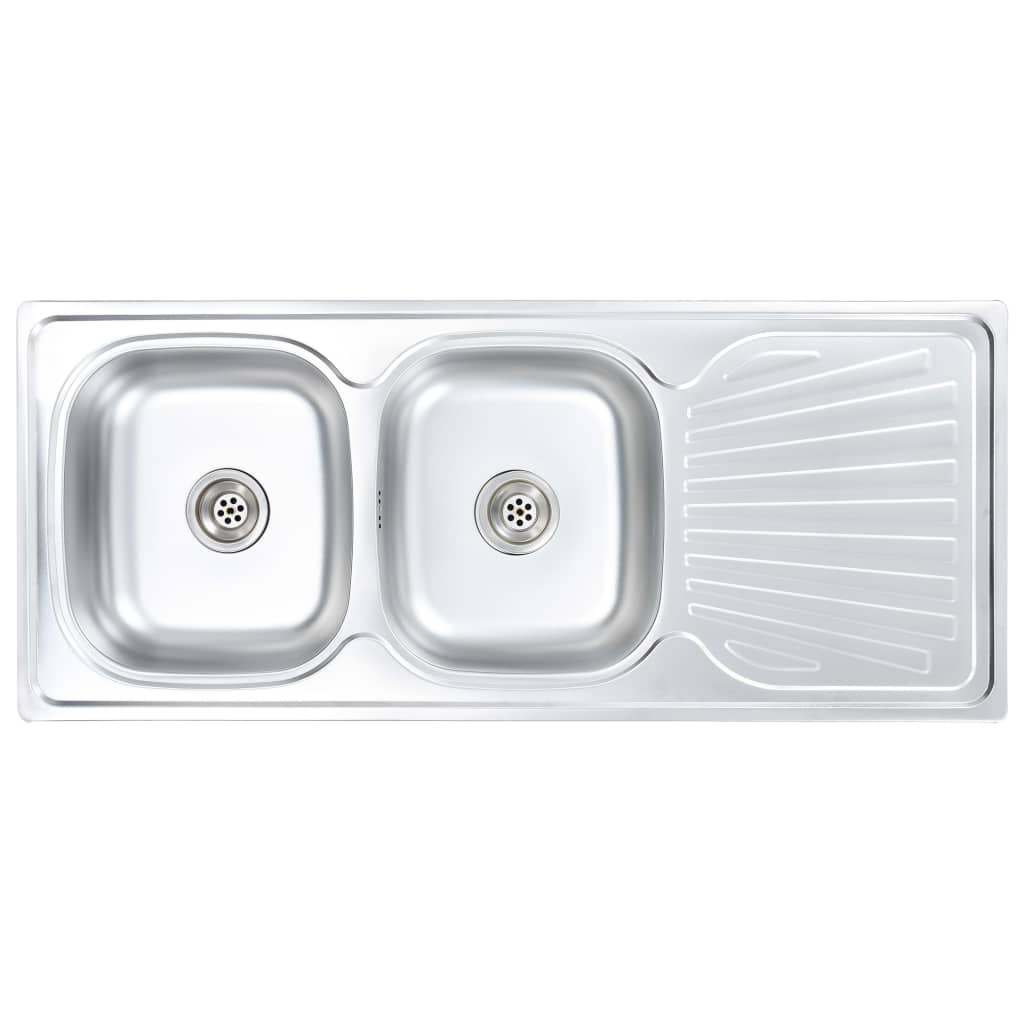 vidaXL Kitchen Sink Undermount Sink with Strainer Stainless Steel Sink Round - Shellcreations