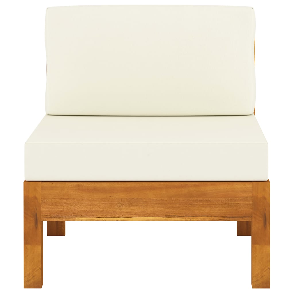vidaXL Middle Sofas 2 pcs with Cream White Cushions Solid Acacia Wood - Shellcreations