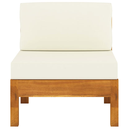 vidaXL Middle Sofas 2 pcs with Cream White Cushions Solid Acacia Wood - Shellcreations