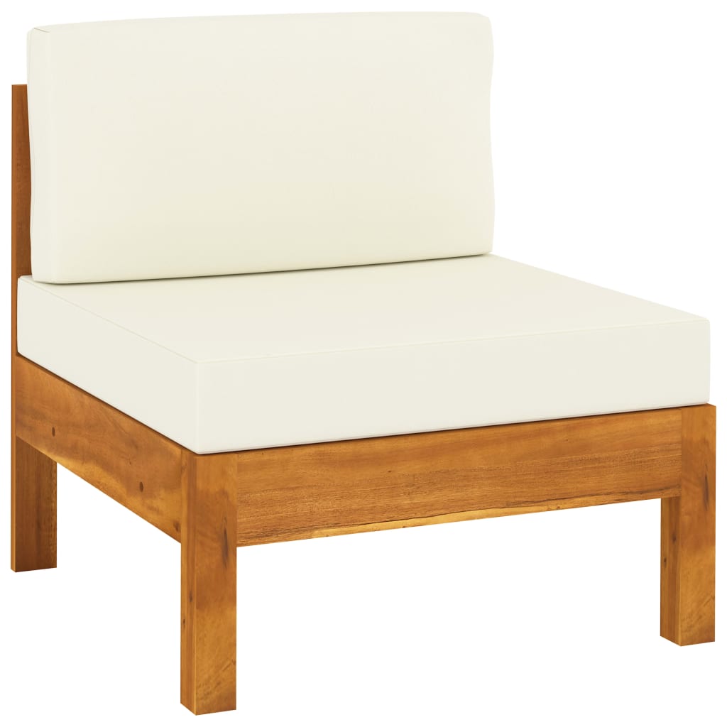vidaXL Middle Sofas 2 pcs with Cream White Cushions Solid Acacia Wood - Shellcreations