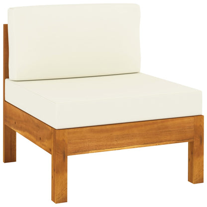 vidaXL Middle Sofas 2 pcs with Cream White Cushions Solid Acacia Wood - Shellcreations