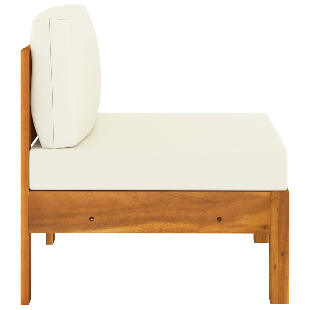 vidaXL Middle Sofas 2 pcs with Cream White Cushions Solid Acacia Wood - Shellcreations