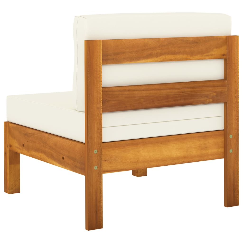 vidaXL Middle Sofas 2 pcs with Cream White Cushions Solid Acacia Wood - Shellcreations