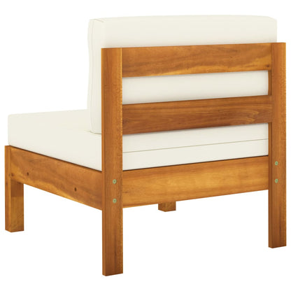 vidaXL Middle Sofas 2 pcs with Cream White Cushions Solid Acacia Wood - Shellcreations