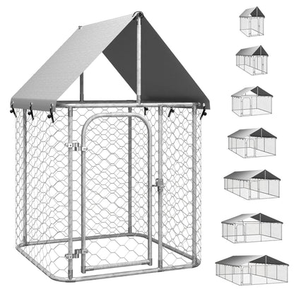vidaXL Outdoor Dog Kennel Dog Pen Pet Crate Kennel Playpen House with Roof - Shellcreations