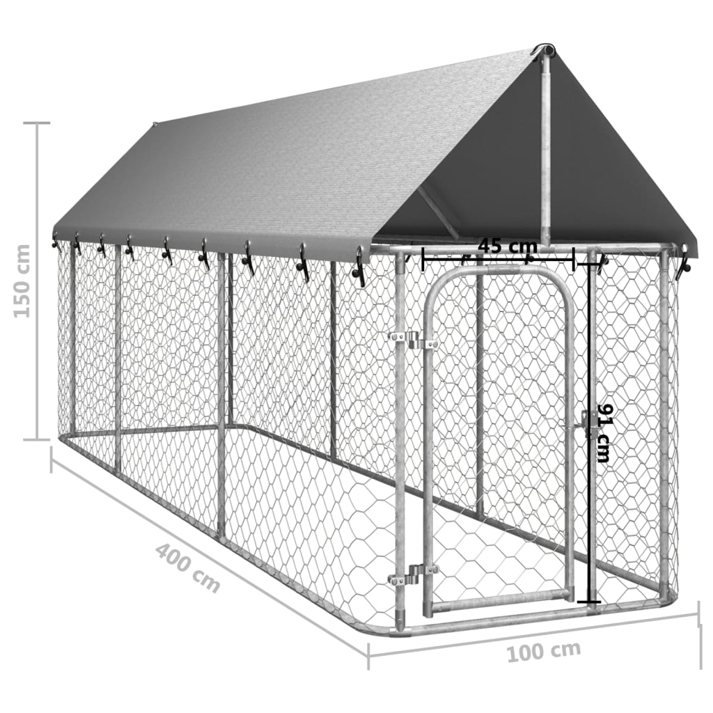 vidaXL Outdoor Dog Kennel Dog Pen Pet Crate Kennel Playpen House with Roof - Shellcreations