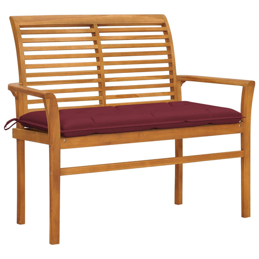 vidaXL Outdoor Patio Bench Garden Bench with Cushion for Porch Solid Wood Teak - Shellcreations