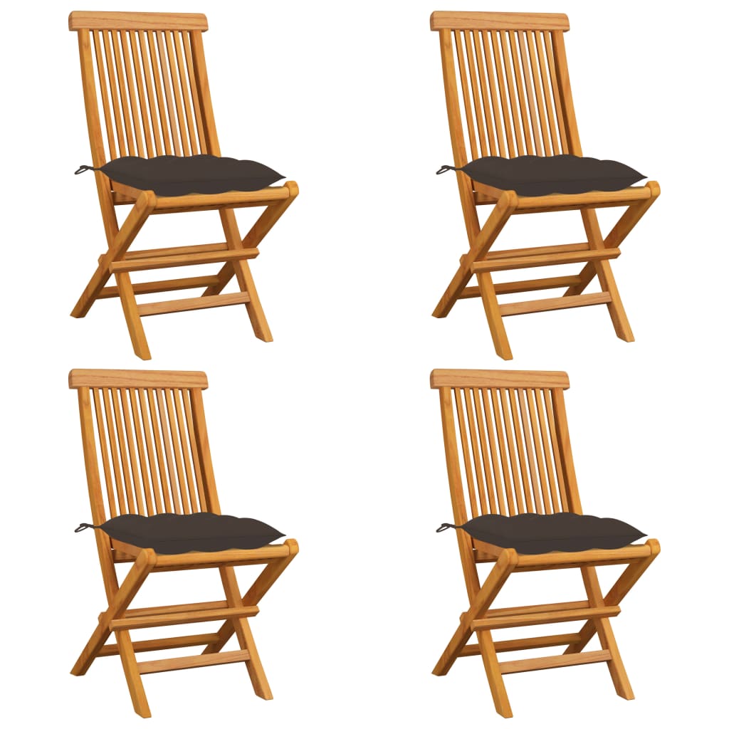 vidaXL Patio Chairs Outdoor Bistro Folding Chair with Cushions Solid Wood Teak - Shellcreations