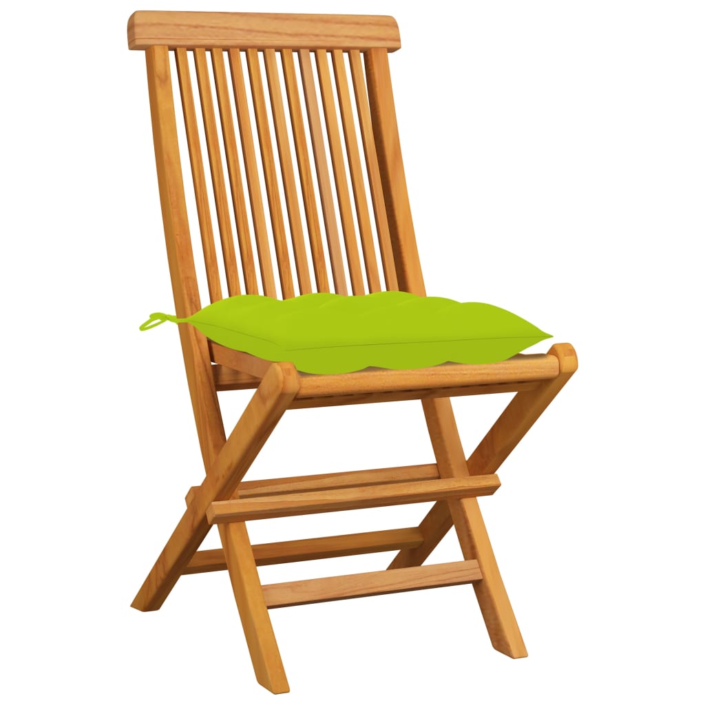 vidaXL Patio Chairs Outdoor Bistro Folding Chair with Cushions Solid Wood Teak - Shellcreations