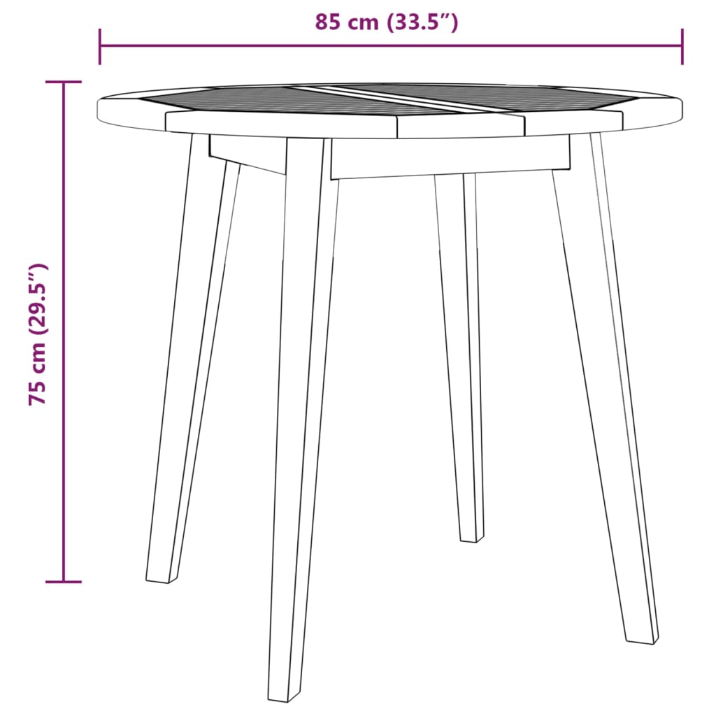 vidaXL Patio Table Outdoor Dining Table for Backyard Lawn Solid Wood Acacia - Shellcreations