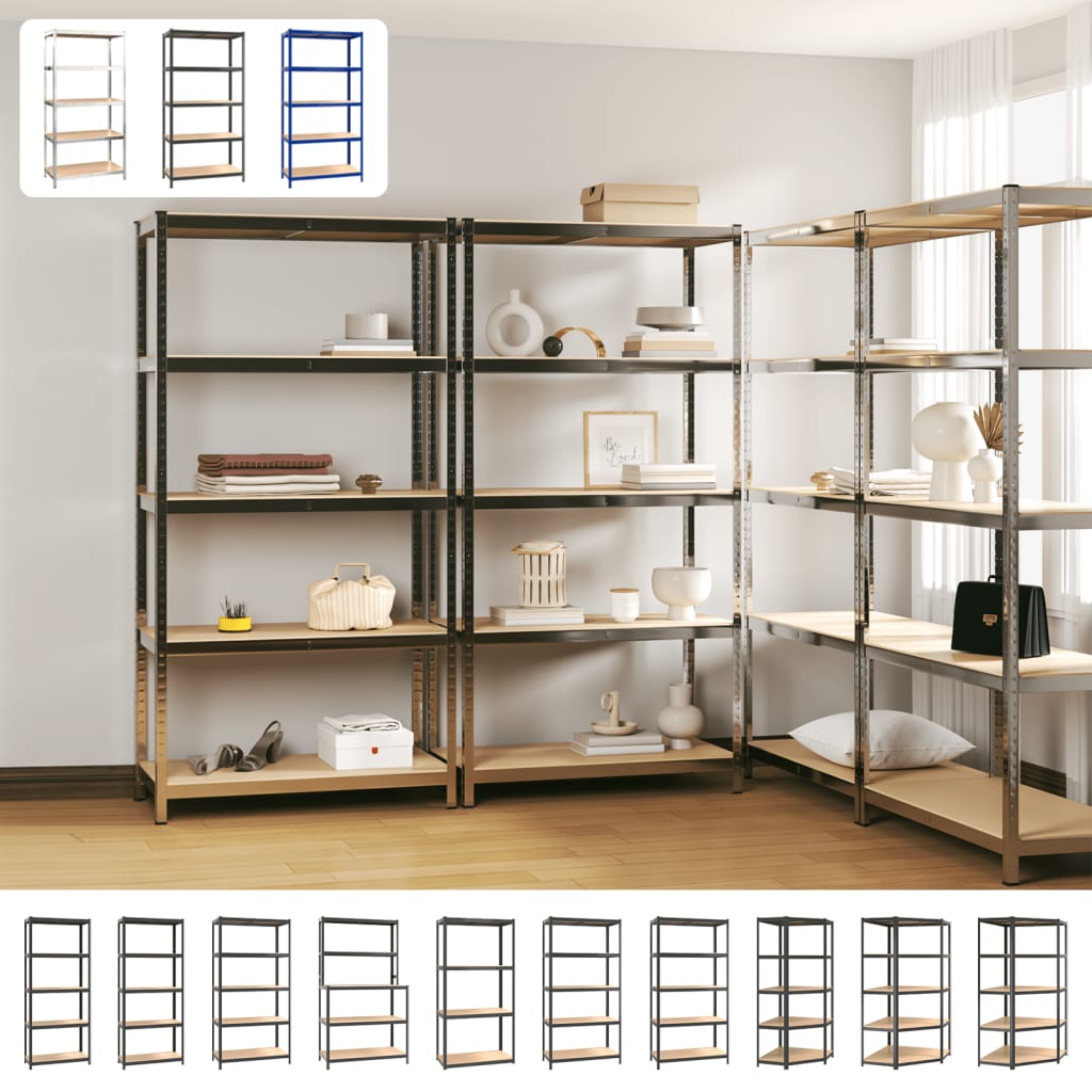 vidaXL Shelf Storage Office Bookshelf Shelving Unit Steel and Engineered Wood - Shellcreations