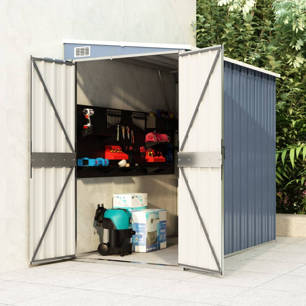 vidaXL Storage Shed Wall - mounted Garden Shed for Backyard Galvanized Steel - Shellcreations