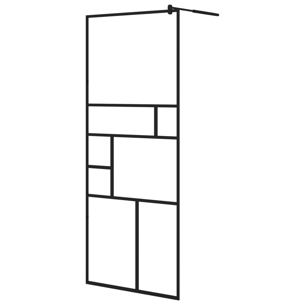 vidaXL Walk - in Shower Wall with Shelf Black 31.5"x76.8" ESG Glass&Aluminum - Shellcreations