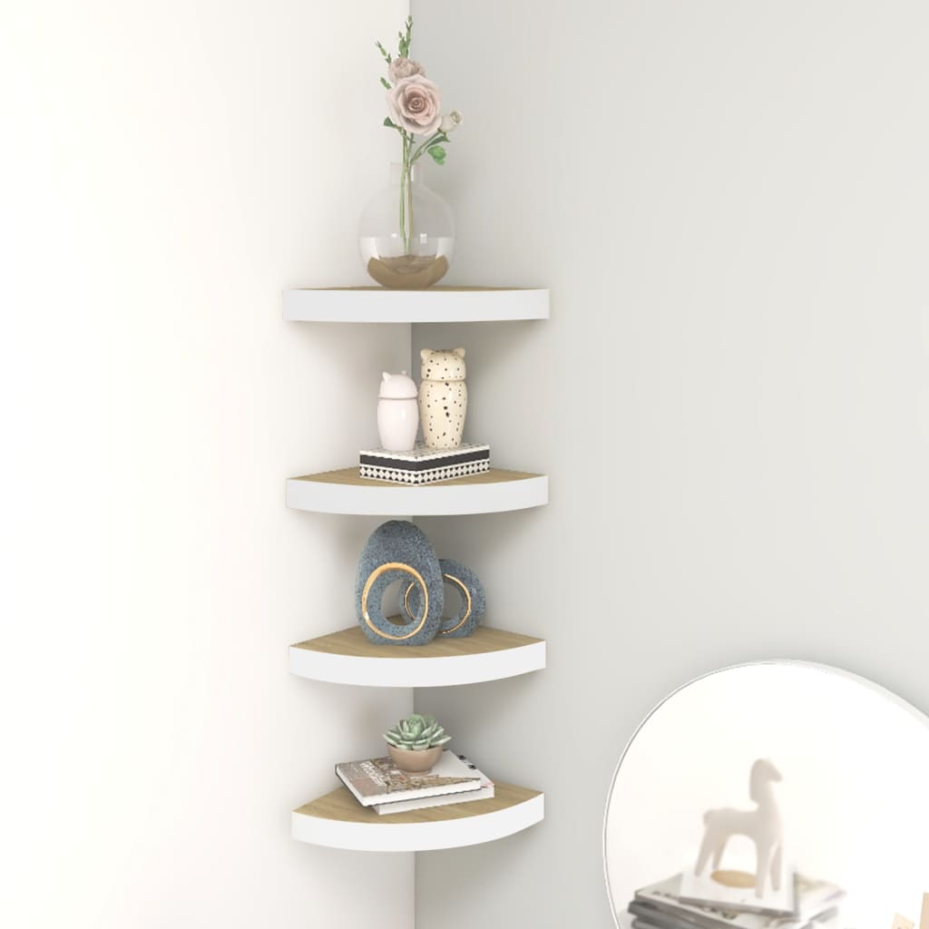 vidaXL Wall Corner Shelf Floating Corner Shelf Wall Mounted Display Shelf - Shellcreations