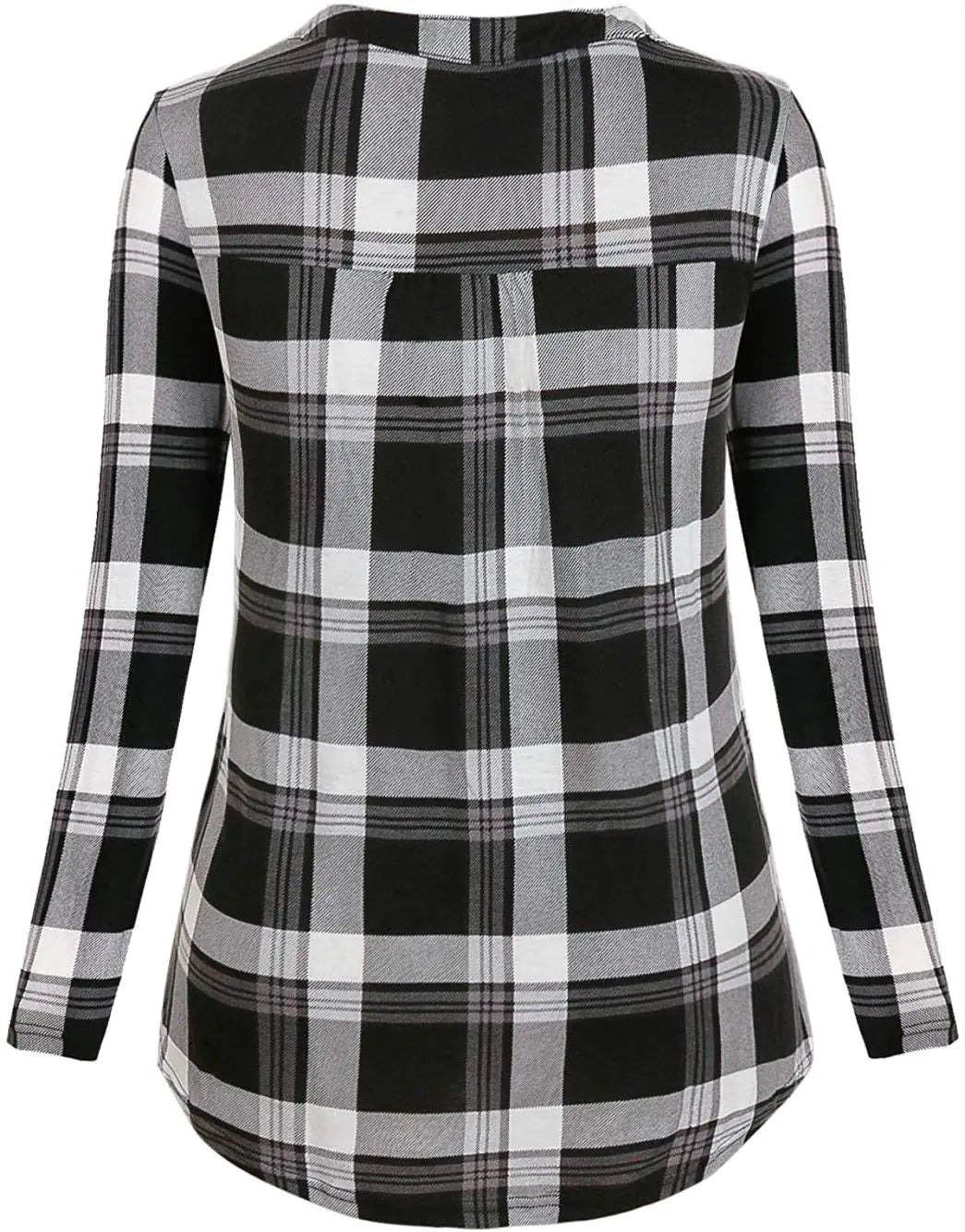 Women’s Plaid Print V - Neck Long Sleeve Nursing Top - Shellcreations