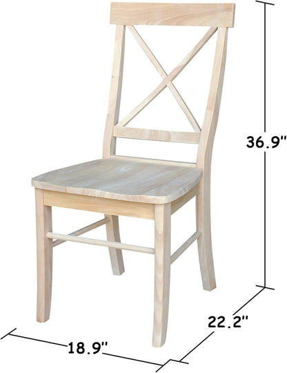 X - Back Dining Chairs Set of 2 Solid Parawood, Upgrade Your Dining Room with Stylish and Comfortable Chairs, Paint or Stain in Any Color, 18.9"W X 22.2"D X 36.9"H, Unfinished - Shellcreations
