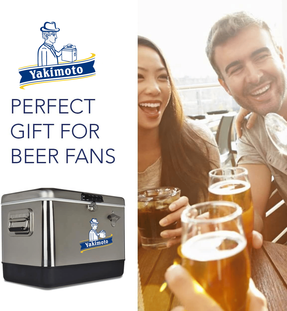 Yakimoto Ice Chest Beverage Beer Cooler Box With Bottle Opener, 51L/54Qt Stainless Steel Portable Insulated Ice Bucket, Sturdy And Leak - proof, For Camping, Beach, Picnic, RV, BBQ, Picnic, Fishing - Shellcreations