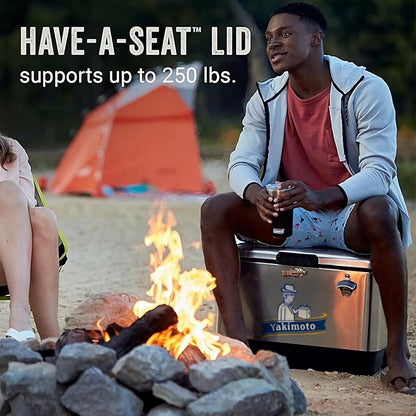 Yakimoto Ice Chest Beverage Beer Cooler Box With Bottle Opener, 51L/54Qt Stainless Steel Portable Insulated Ice Bucket, Sturdy And Leak - proof, For Camping, Beach, Picnic, RV, BBQ, Picnic, Fishing - Shellcreations