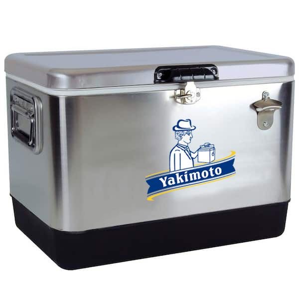 Yakimoto Ice Chest Beverage Beer Cooler Box With Bottle Opener, 51L/54Qt Stainless Steel Portable Insulated Ice Bucket, Sturdy And Leak - proof, For Camping, Beach, Picnic, RV, BBQ, Picnic, Fishing - Shellcreations
