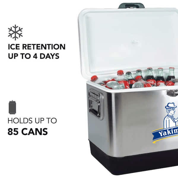 Yakimoto Ice Chest Beverage Beer Cooler Box With Bottle Opener, 51L/54Qt Stainless Steel Portable Insulated Ice Bucket, Sturdy And Leak - proof, For Camping, Beach, Picnic, RV, BBQ, Picnic, Fishing - Shellcreations