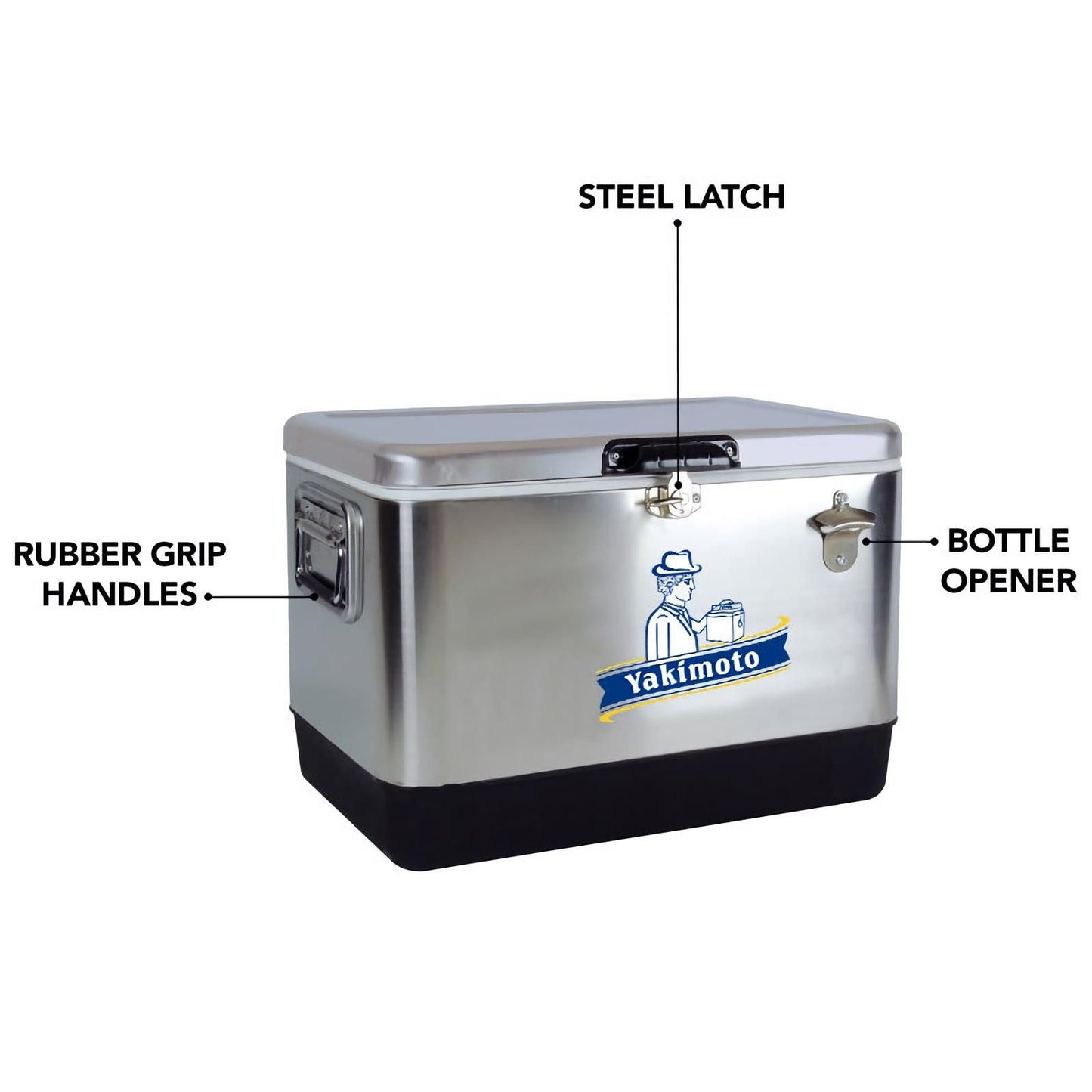 Yakimoto Ice Chest Beverage Beer Cooler Box With Bottle Opener, 51L/54Qt Stainless Steel Portable Insulated Ice Bucket, Sturdy And Leak - proof, For Camping, Beach, Picnic, RV, BBQ, Picnic, Fishing - Shellcreations